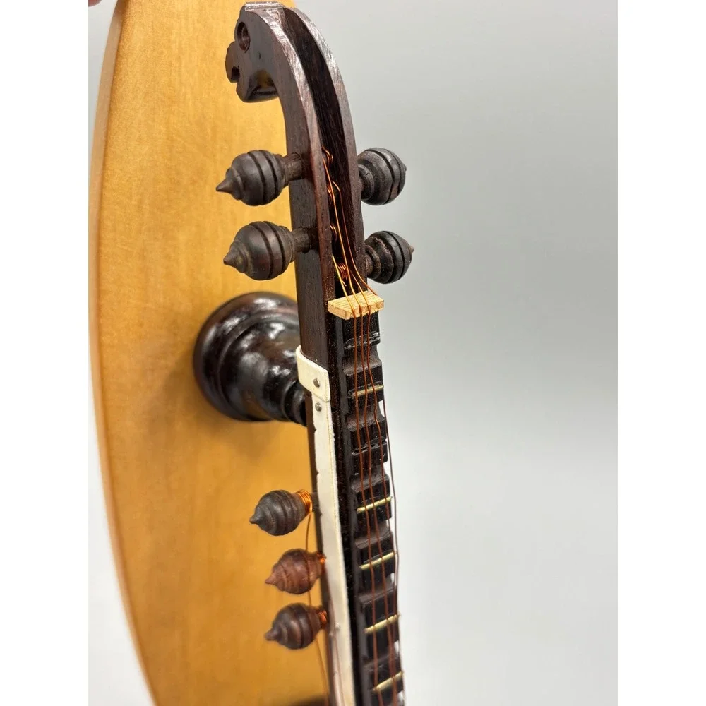 Vintage Miniature Sitar Model Handcrafted Wood Asian Musical Instrument Decor